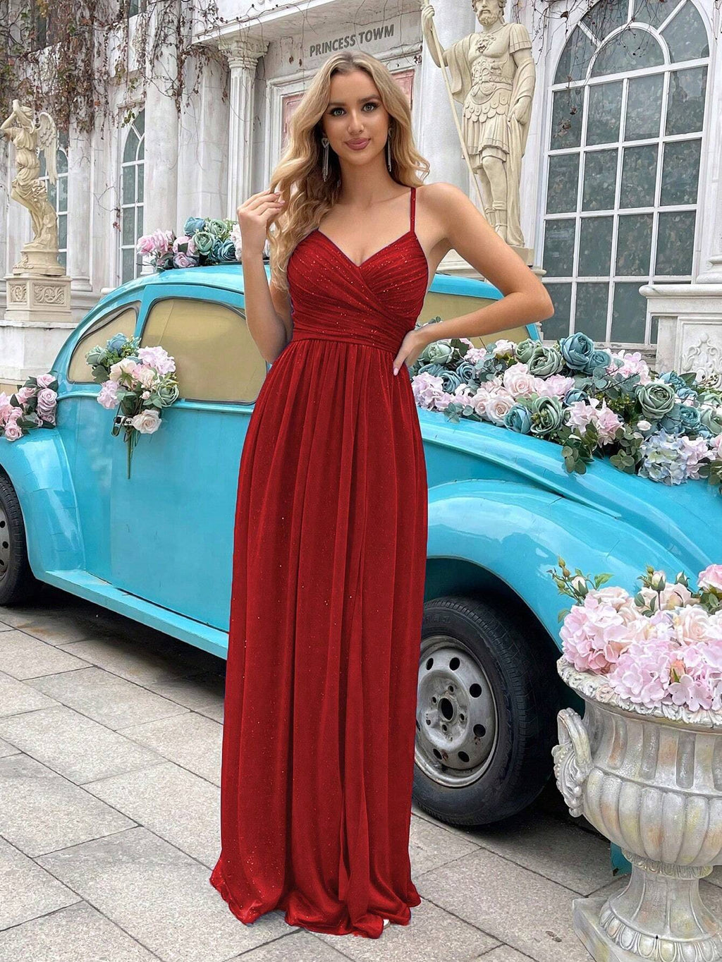 Women's Shiny Camisole Design Bridesmaid Wedding Guest Formal Dress, Cocktail Party Evening Gown, Lightweight - image 4