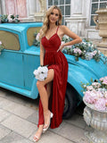 Women's Shiny Camisole Design Bridesmaid Wedding Guest Formal Dress, Cocktail Party Evening Gown, Lightweight