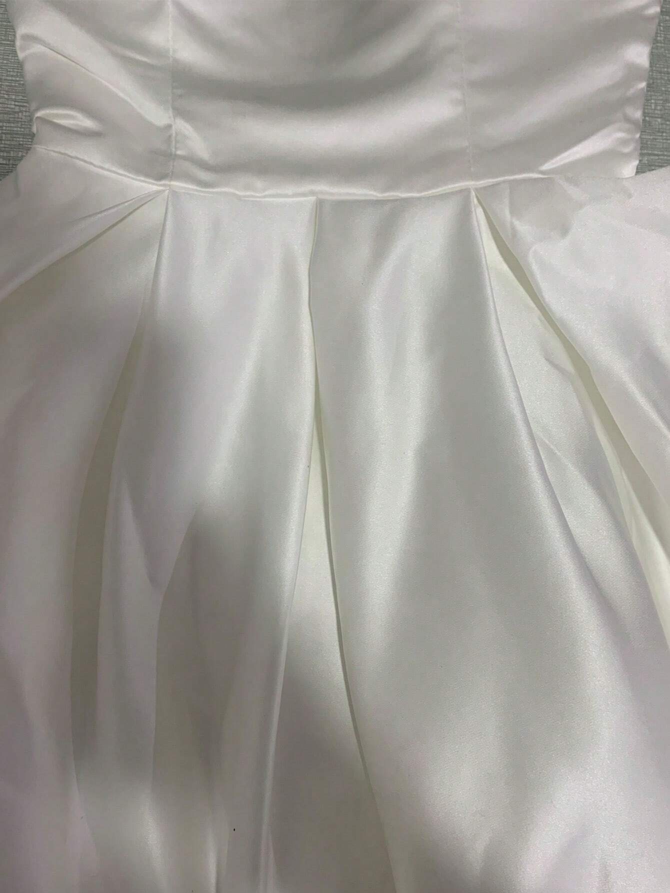 Short Wedding Dress, Backless Lace-Up, Beach Bridal Gown, Princess Style Wedding Party Strapless Top, - image 4