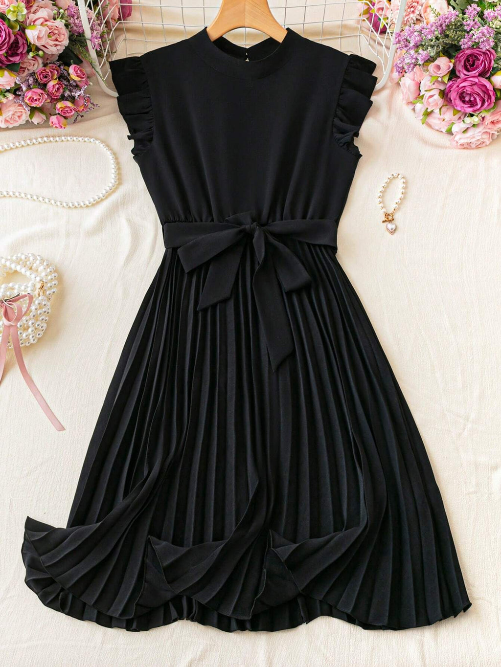 Franclia Leopard Print Ruched Waist Stand Collar Vacation Dress