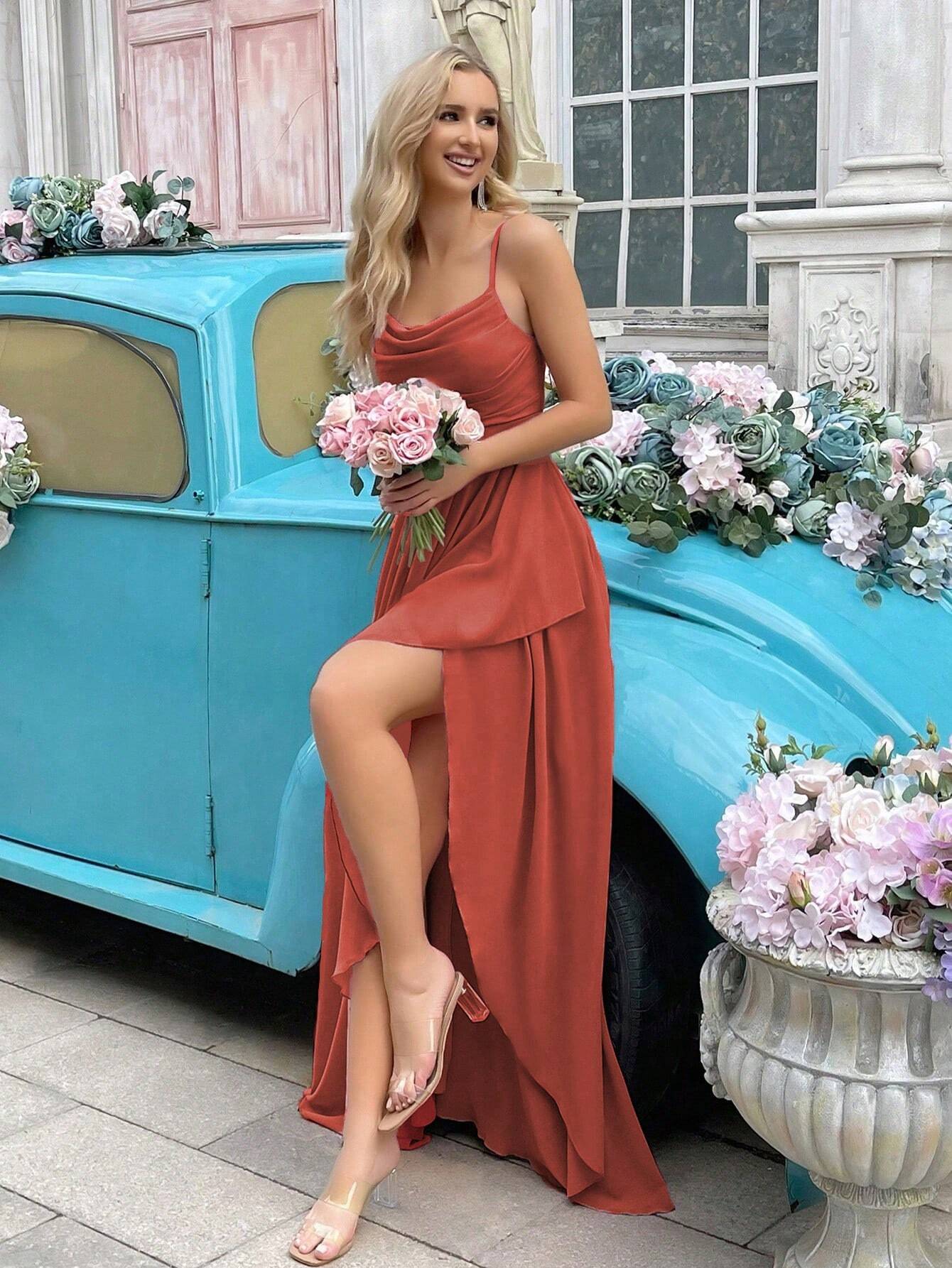Women's Formal Long A-Line Evening Dress For Wedding Guest, Bridesmaid, Cocktail Party, Graduation, Elegant - image 4