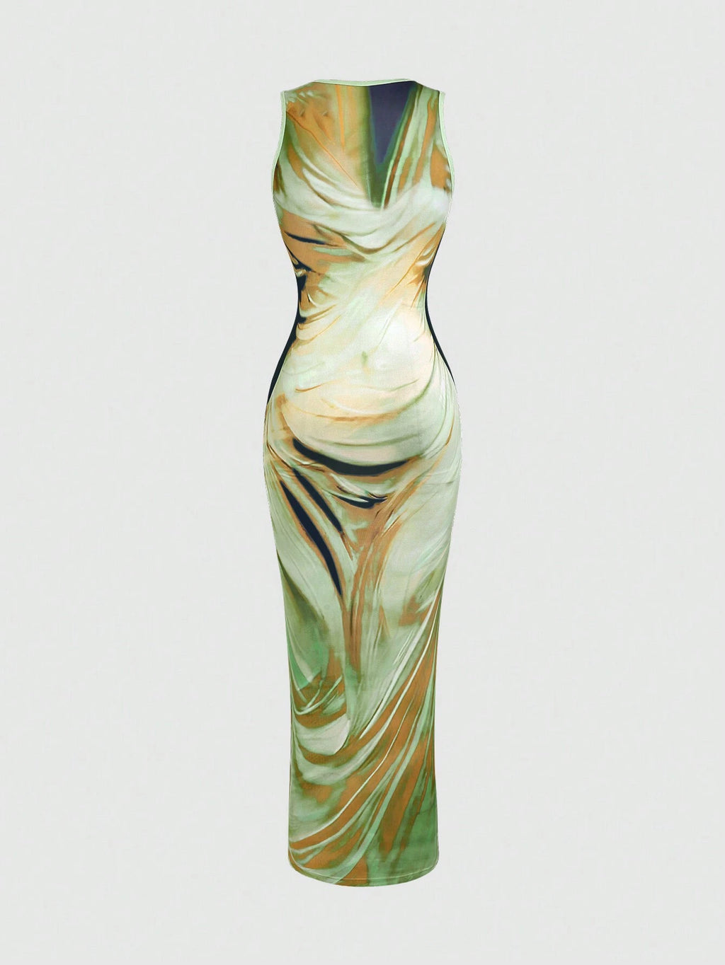 Rafferiza Women's Tie-Dye Print Fitted Dress, Summer Long Dress, Green Long Dress Maxi Women Outfit - image 9