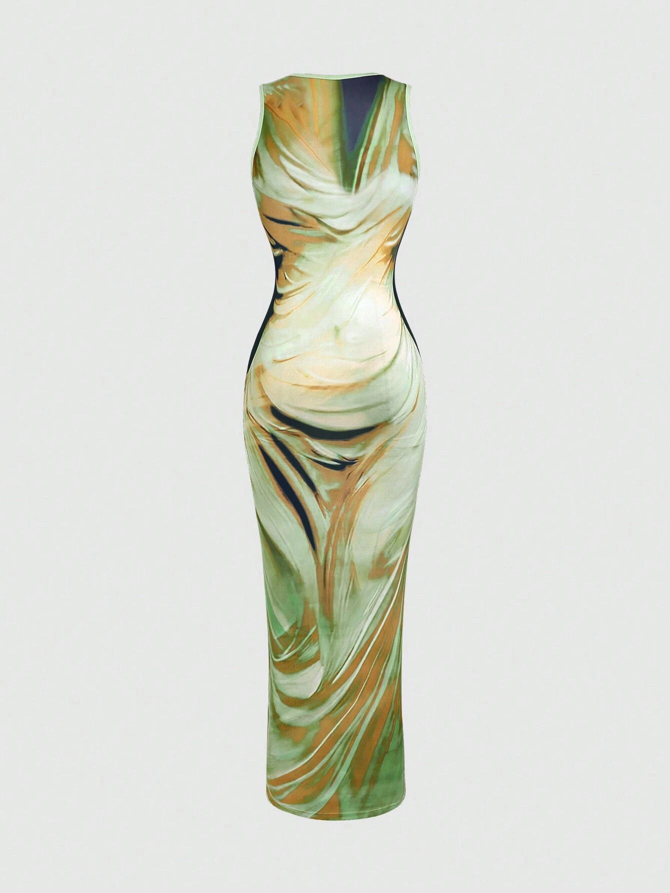 Rafferiza Women's Tie-Dye Print Fitted Dress, Summer Long Dress, Green Long Dress Maxi Women Outfit - image 9