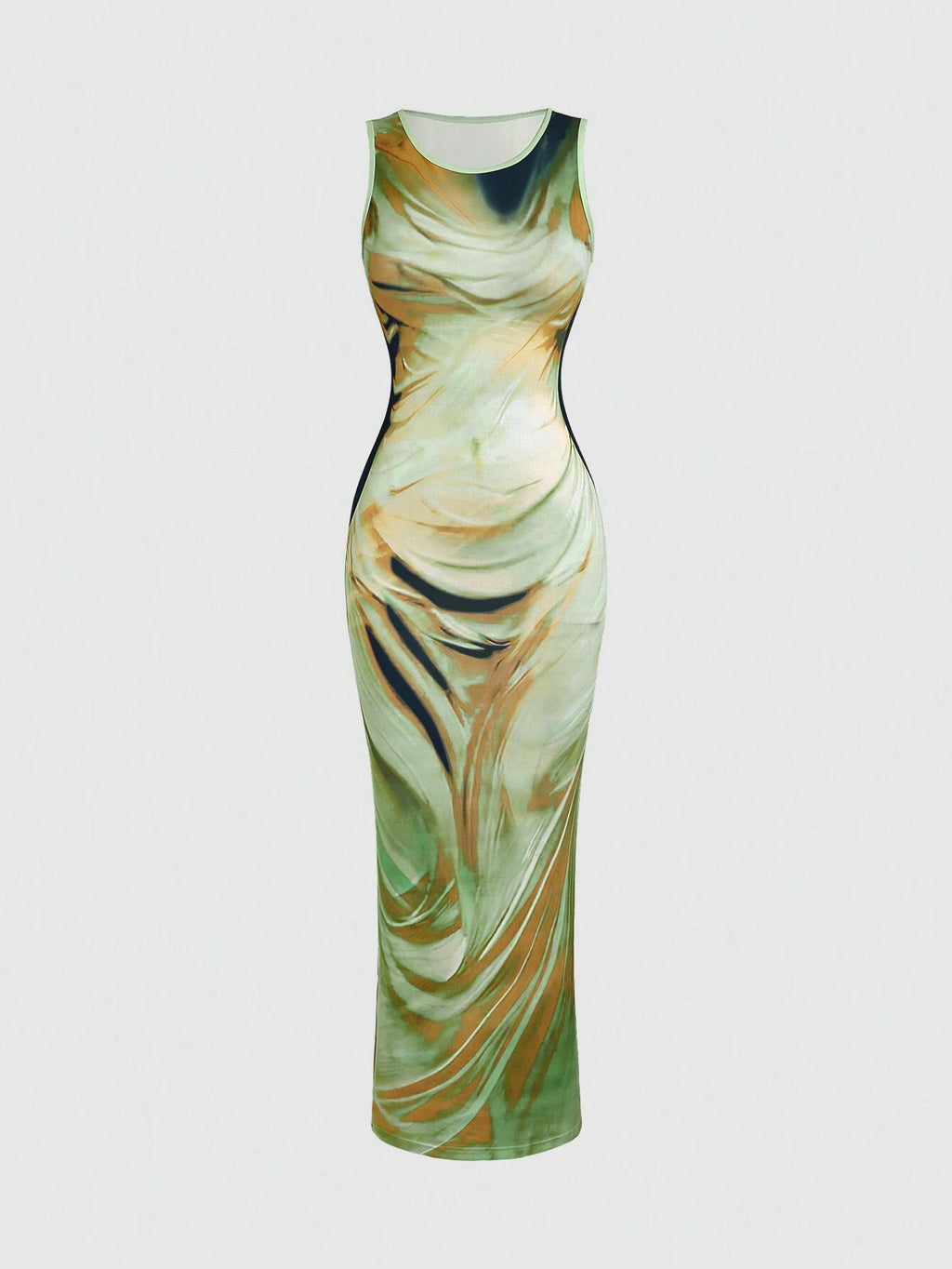 Rafferiza Women's Tie-Dye Print Fitted Dress, Summer Long Dress, Green Long Dress Maxi Women Outfit - image 15
