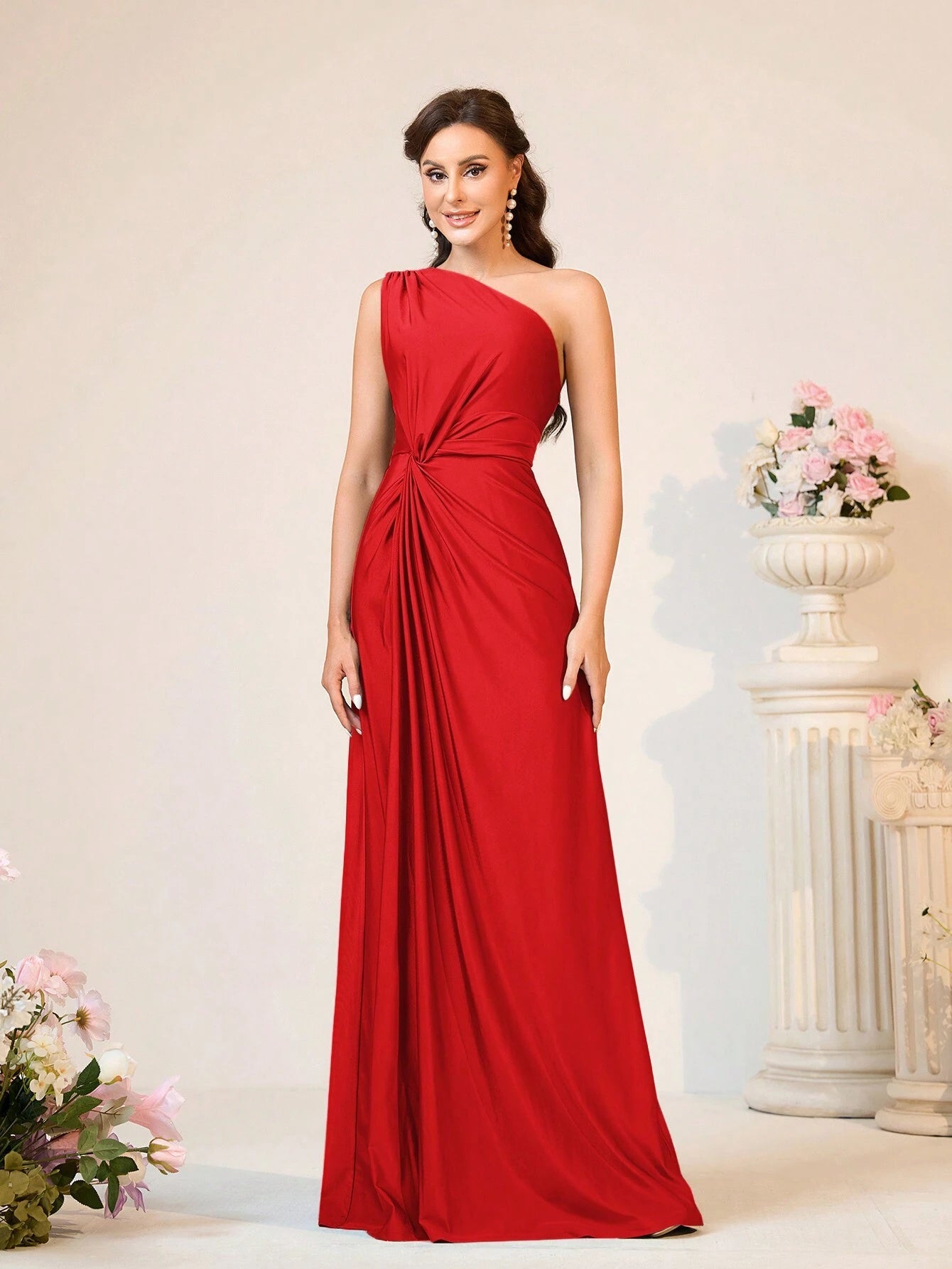 Elitara Women's Emerald Green Winter Elegant Formal One-Shoulder