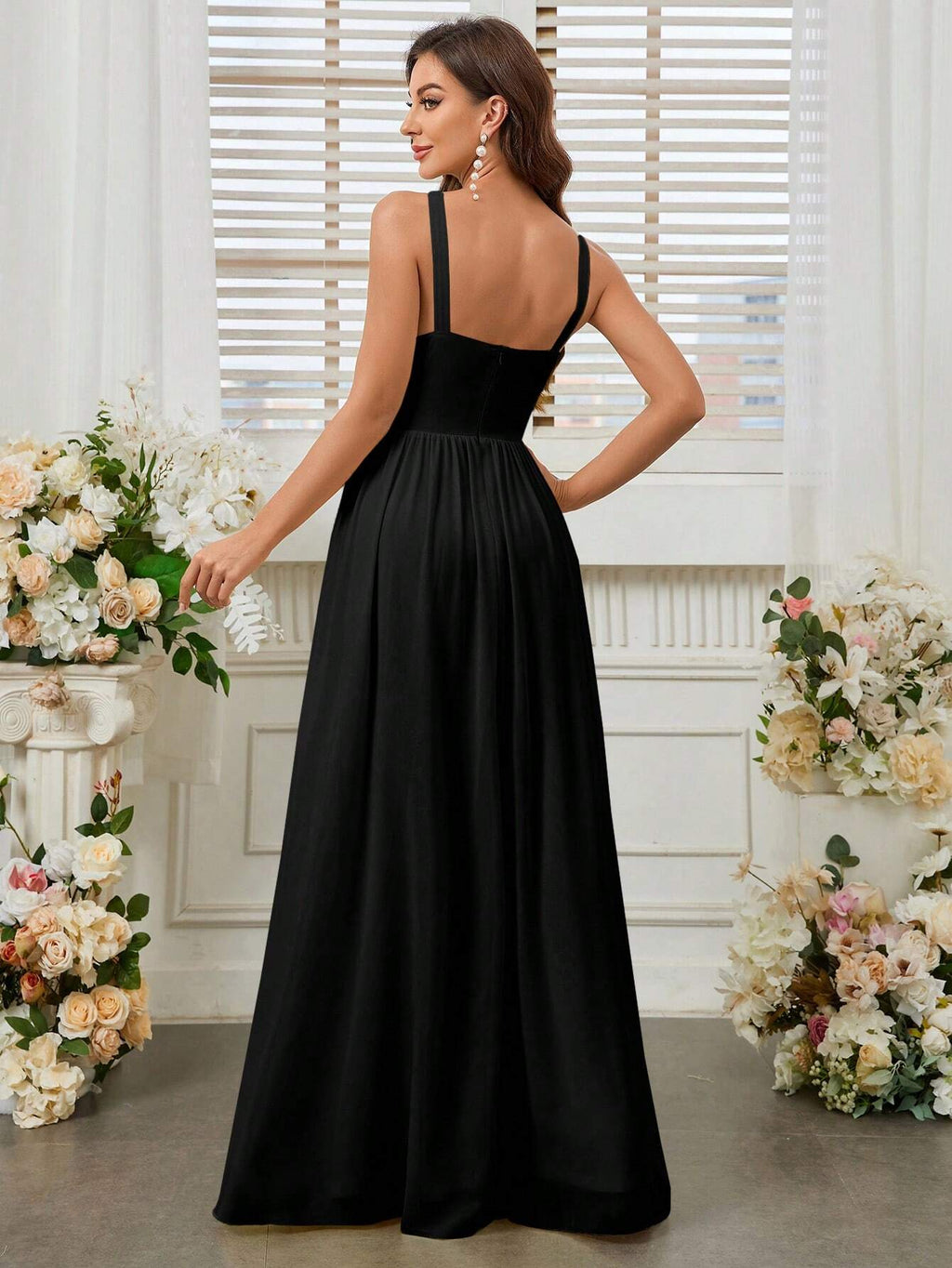Belle Elegant Light Yellow Summer Chiffon Dress,Boat Neck High Waist Pleated Bridesmaid Dress For - image 13