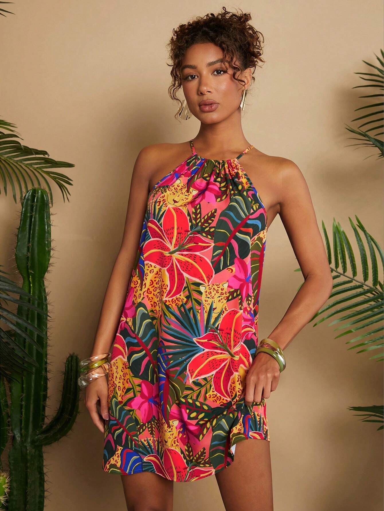 Travachic Woven Plaid Vacation Short Dress For Women Beach Vacation
