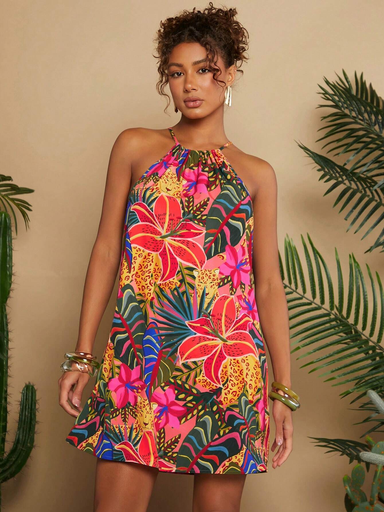 Travachic Woven Plaid Vacation Short Dress For Women Beach Vacation