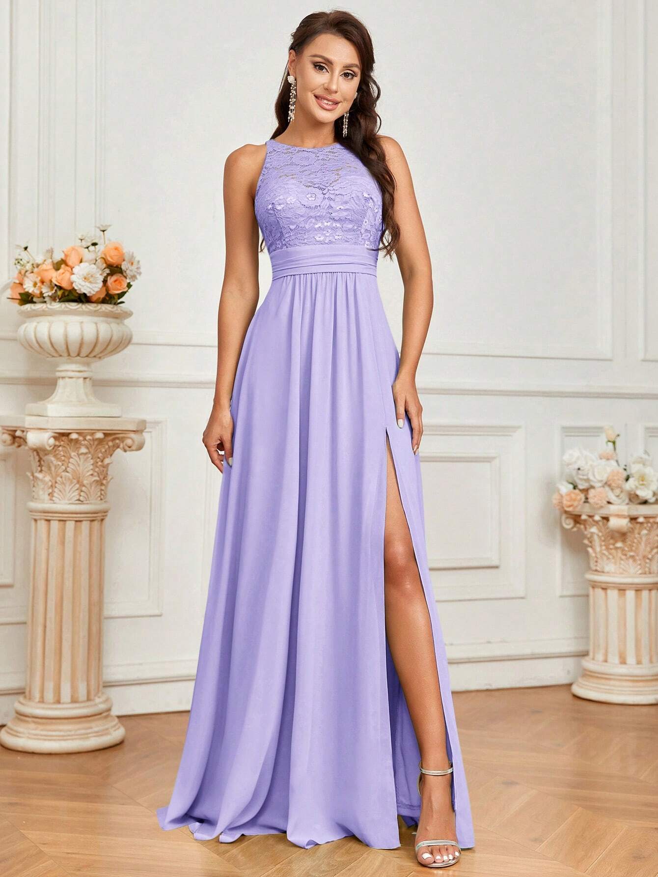 Belle Lace Spliced Women's Bridesmaid A-Line Dress Elegant Dress, For Valentine's Day - image 17