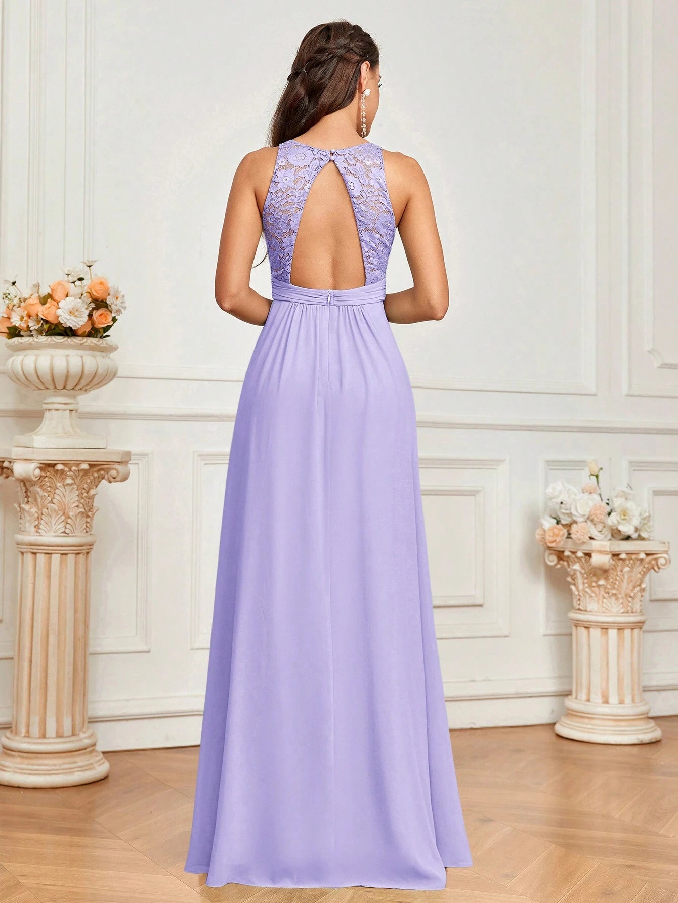 Belle Lace Spliced Women's Bridesmaid A-Line Dress Elegant Dress, For Valentine's Day - image 15