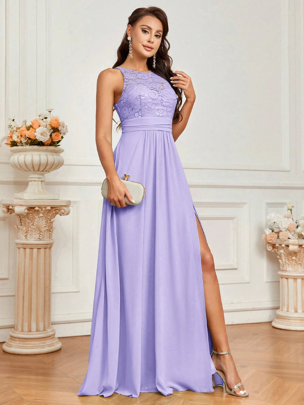 Belle Lace Spliced Women's Bridesmaid A-Line Dress Elegant Dress, For Valentine's Day - image 19