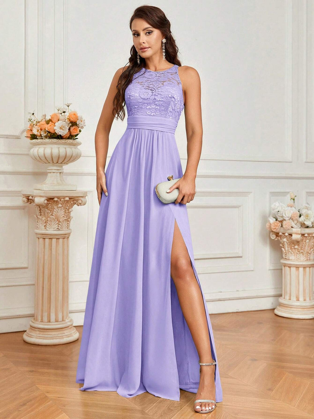 Belle Lace Spliced Women's Bridesmaid A-Line Dress Elegant Dress, For Valentine's Day - image 20