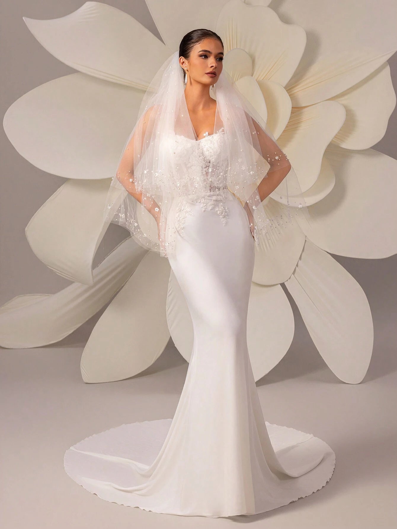 HEARBOBO Elegant New Year Spaghetti Strap Beaded Sequin White Lace Evening Dress Wedding - image 5