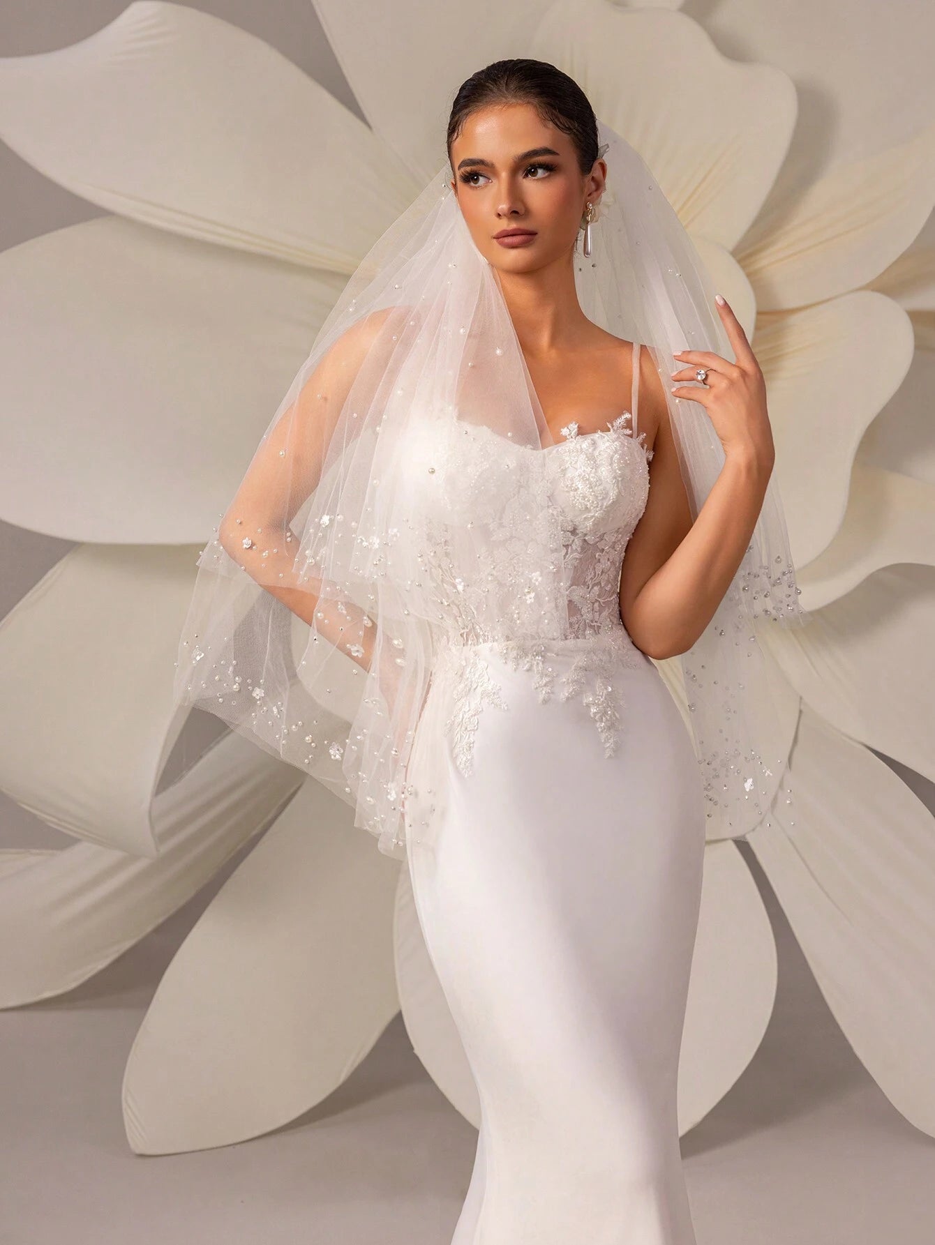 HEARBOBO Elegant New Year Spaghetti Strap Beaded Sequin White Lace Evening Dress Wedding - image 9