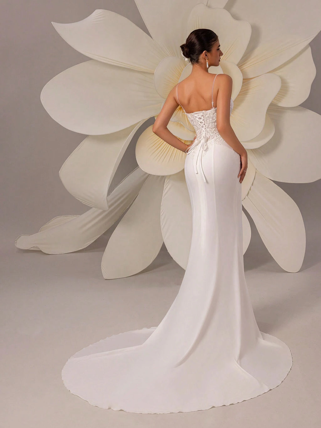 HEARBOBO Elegant New Year Spaghetti Strap Beaded Sequin White Lace Evening Dress Wedding - image 3