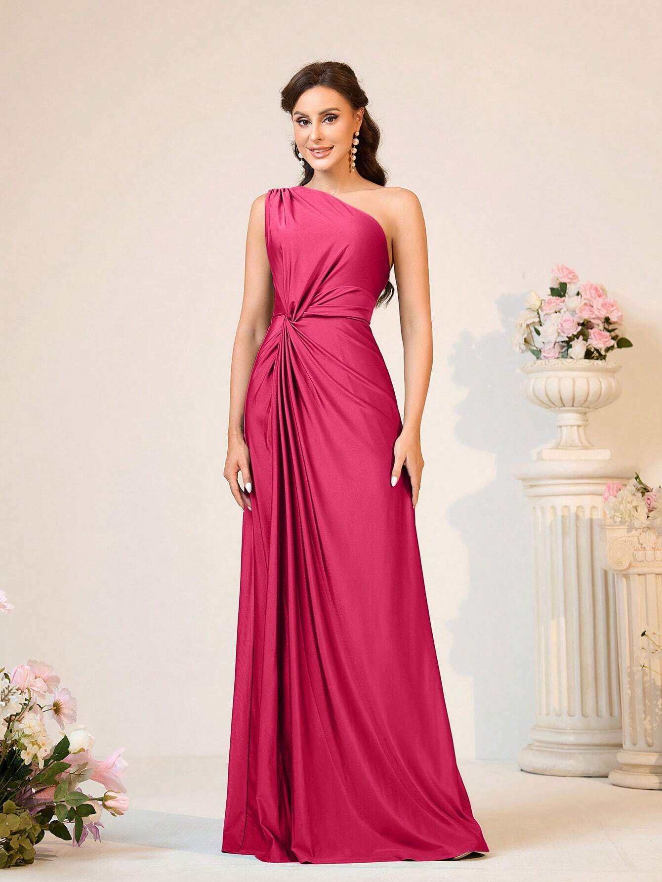 Elitara Women's Emerald Green Winter Elegant Formal One-Shoulder