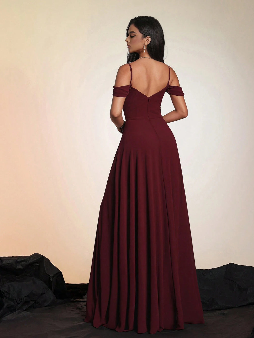 Women's Solid Color Long High-End Formal Evening Gown, Elegant Bridesmaid Dress Wedding Spring - image 9