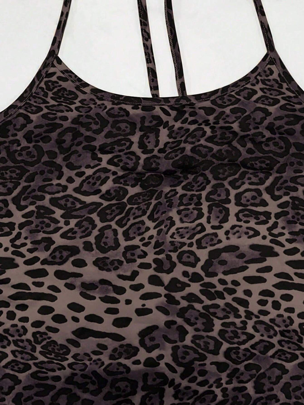 Sweetra Women's Leopard Print Mermaid Hem Fitted Elegant Halter Neck