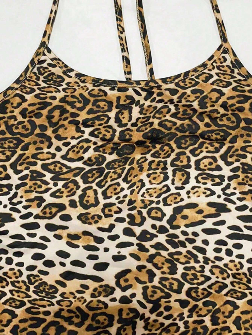 Sweetra Women's Leopard Print Mermaid Hem Fitted Elegant Halter Neck