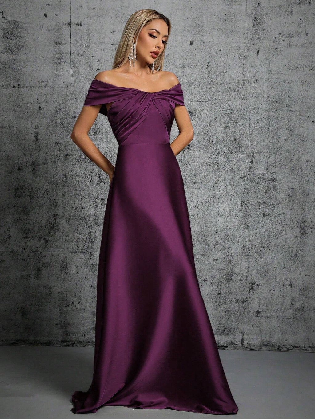 Summer Emerald Green Off-Shoulder Twisted Ruched Satin Maxi Dress, Elegant A-Line Floor-Length Formal Evening - image 20