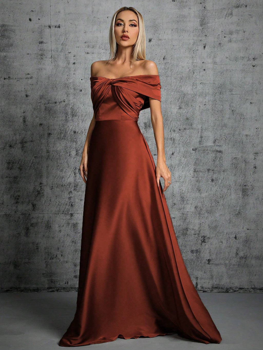 Summer Emerald Green Off-Shoulder Twisted Ruched Satin Maxi Dress, Elegant A-Line Floor-Length Formal Evening - image 9