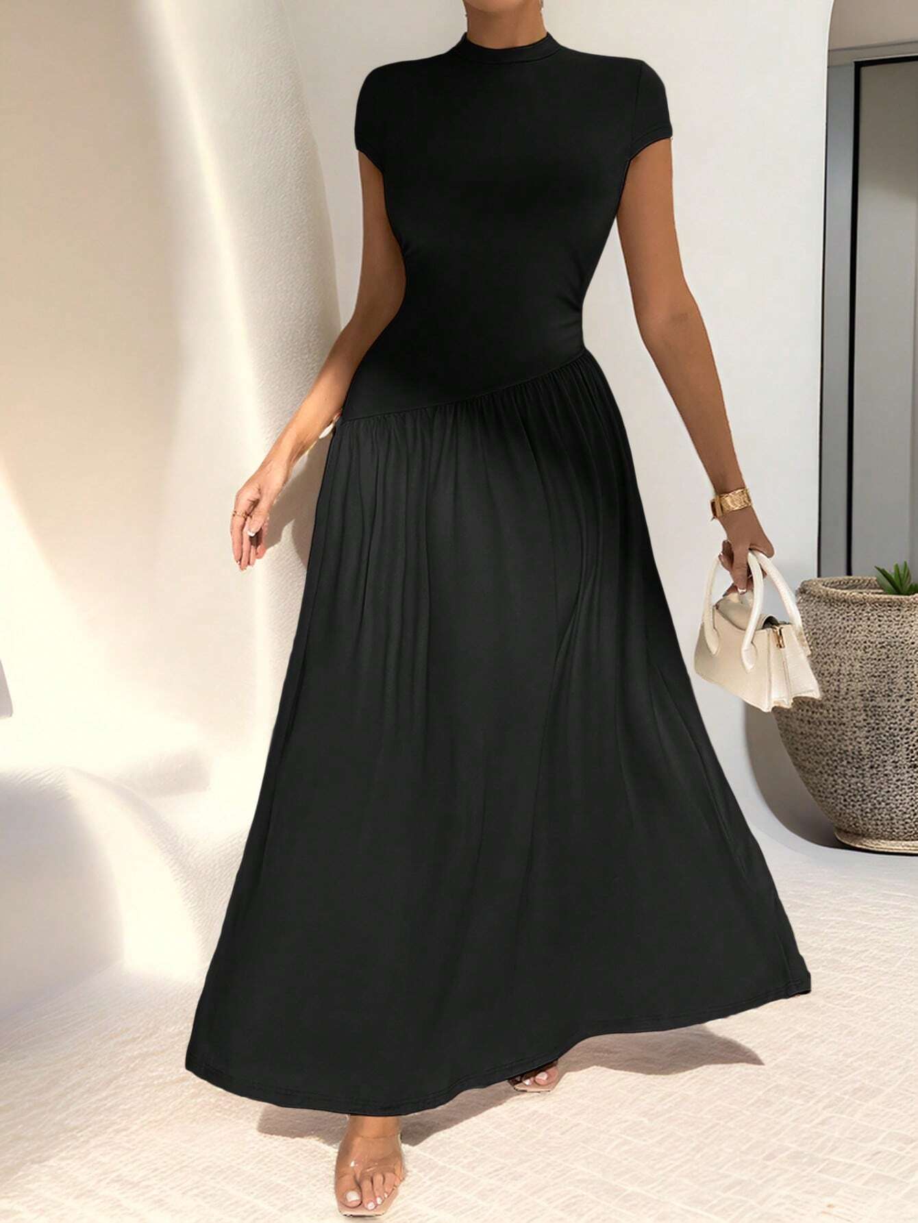 Firerie Elegant Minimalist Daily Wear Asymmetric Hem Fitted Collared