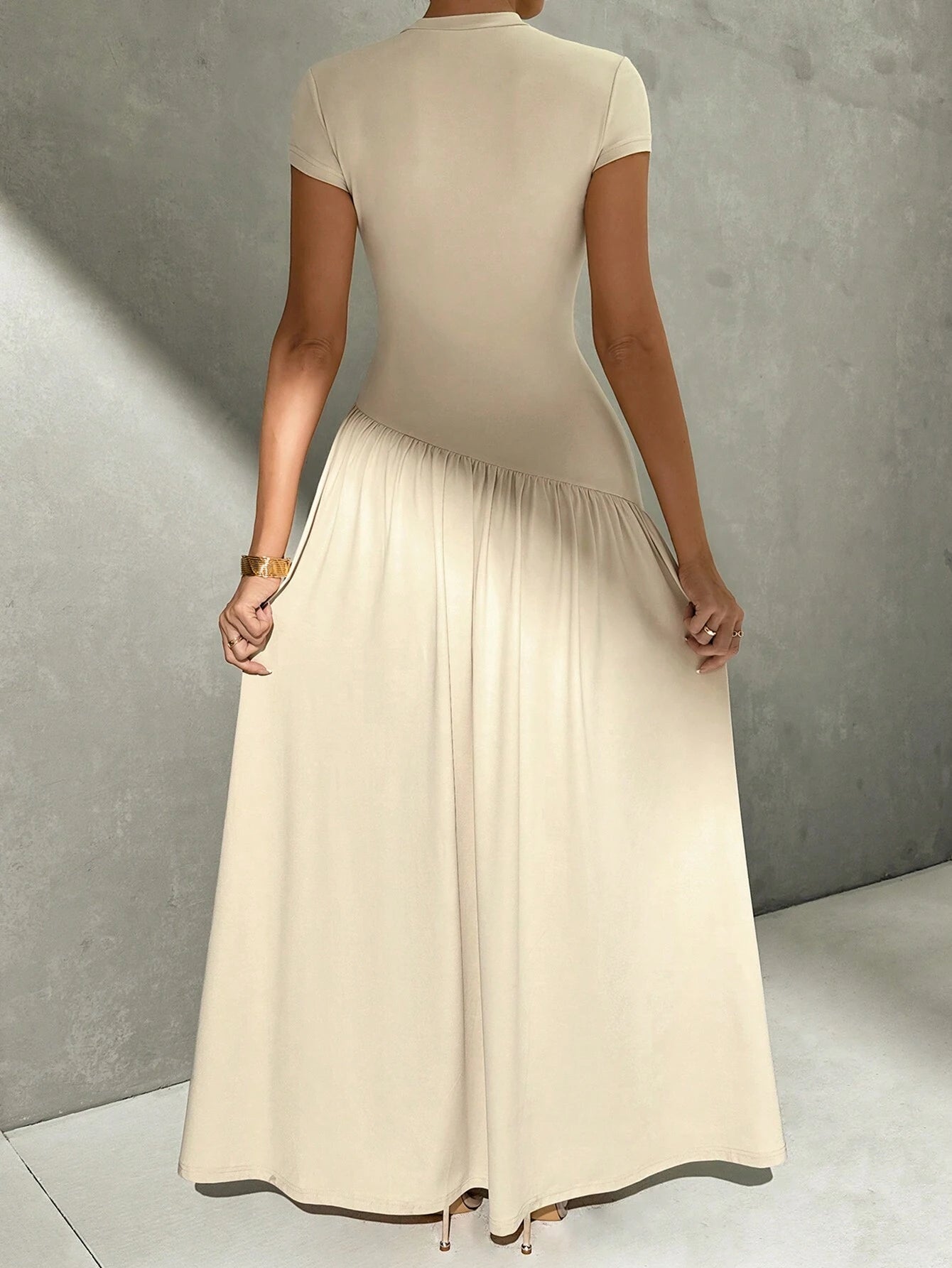 Firerie Elegant Minimalist Daily Wear Asymmetric Hem Fitted Collared