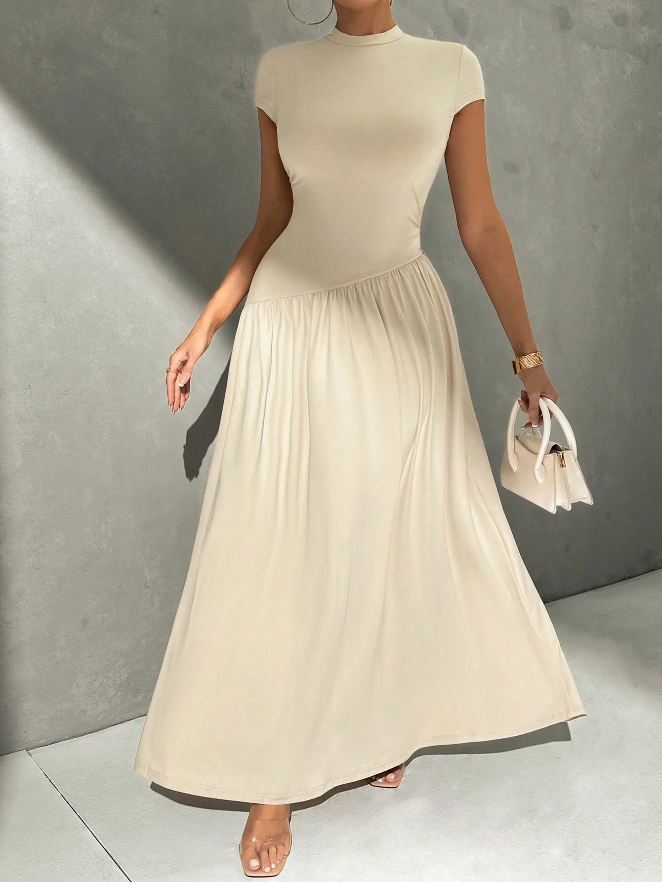 Firerie Elegant Minimalist Daily Wear Asymmetric Hem Fitted Collared