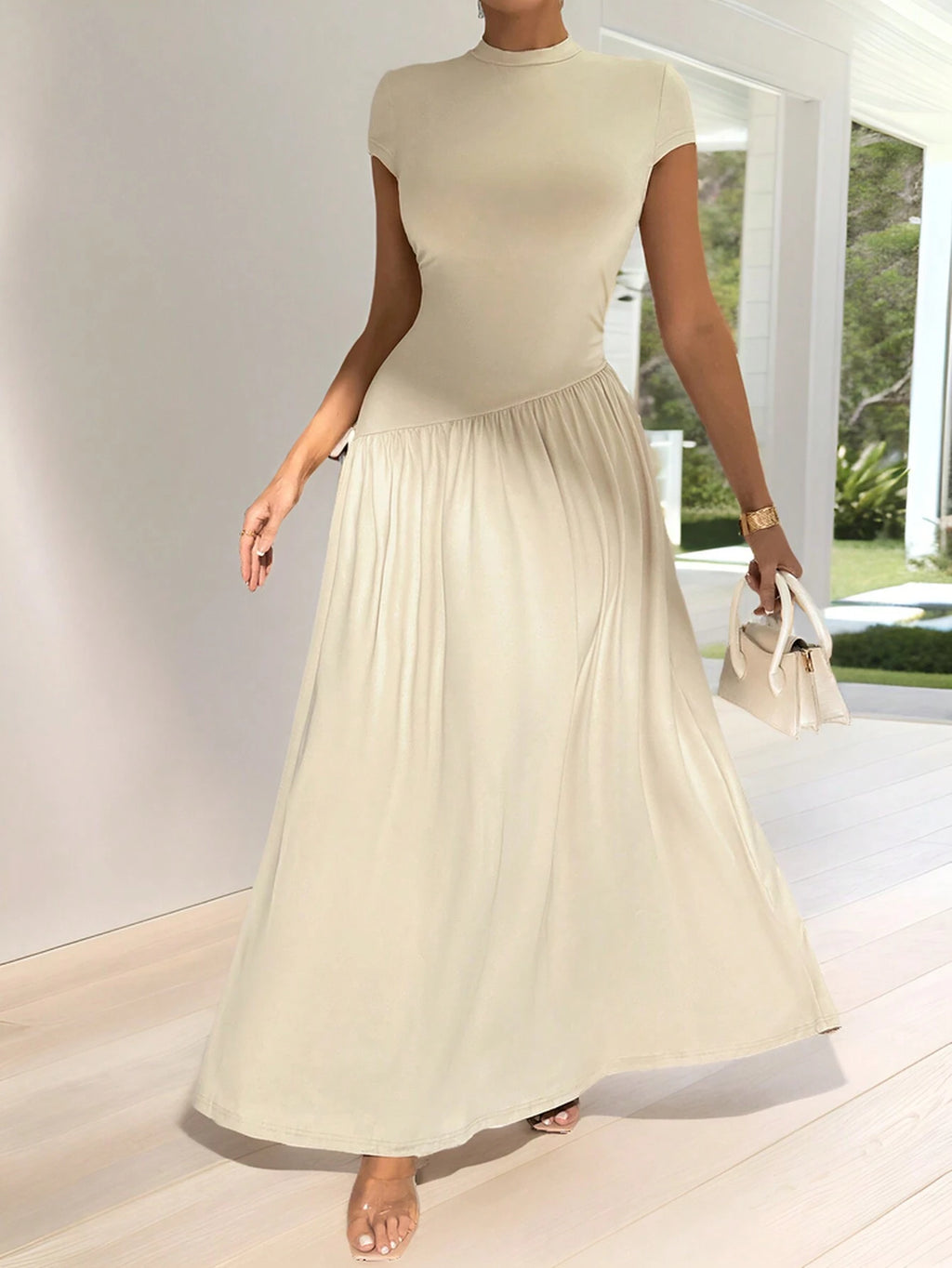 Firerie Elegant Minimalist Daily Wear Asymmetric Hem Fitted Collared