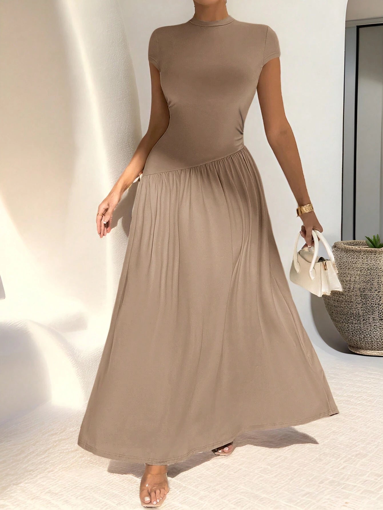 Firerie Elegant Minimalist Daily Wear Asymmetric Hem Fitted Collared