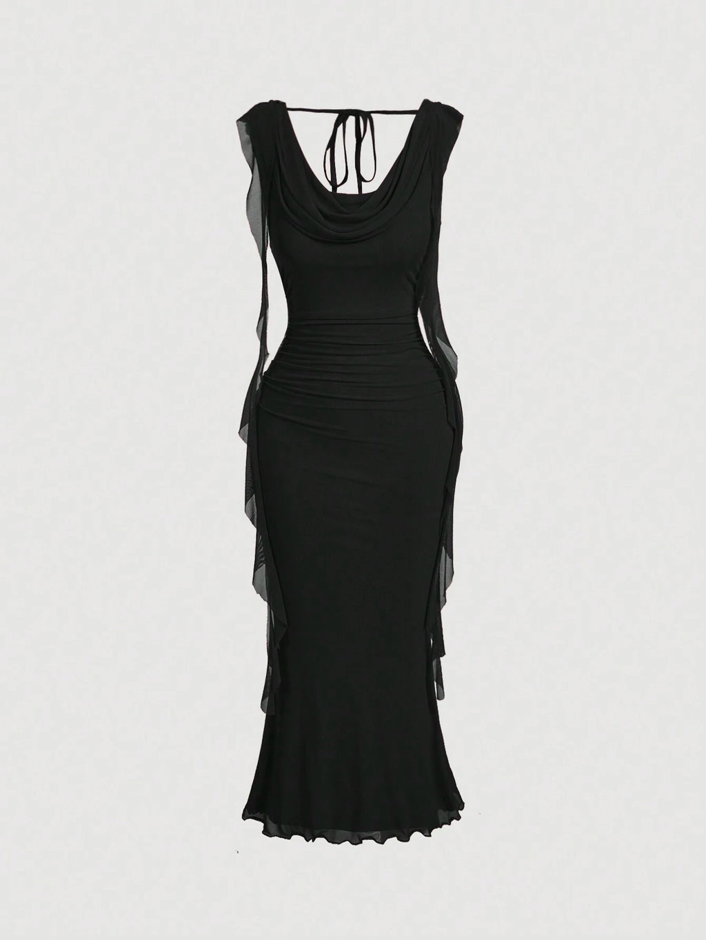 MOD Elegant Sexy Red Summer Party Night Out Date Night Dress For Women,Cowl Neck Ruched Bodycon