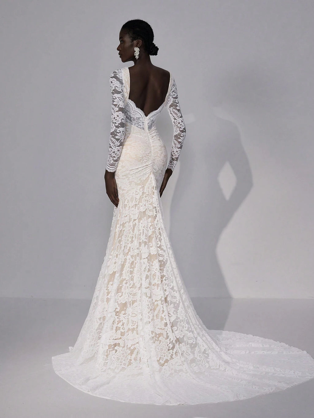 Elitara Elegant White Summer Wedding Dress,Luxurious V-Neck Stretch Lace Backless Engagement Bridal - image 3