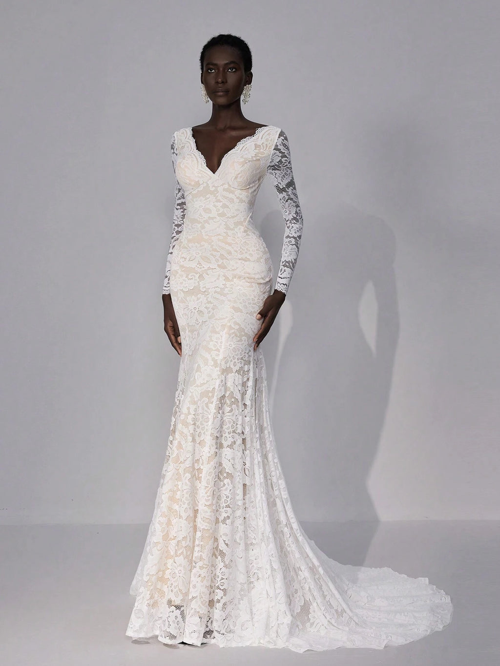 Elitara Elegant White Summer Wedding Dress,Luxurious V-Neck Stretch Lace Backless Engagement Bridal - image 2