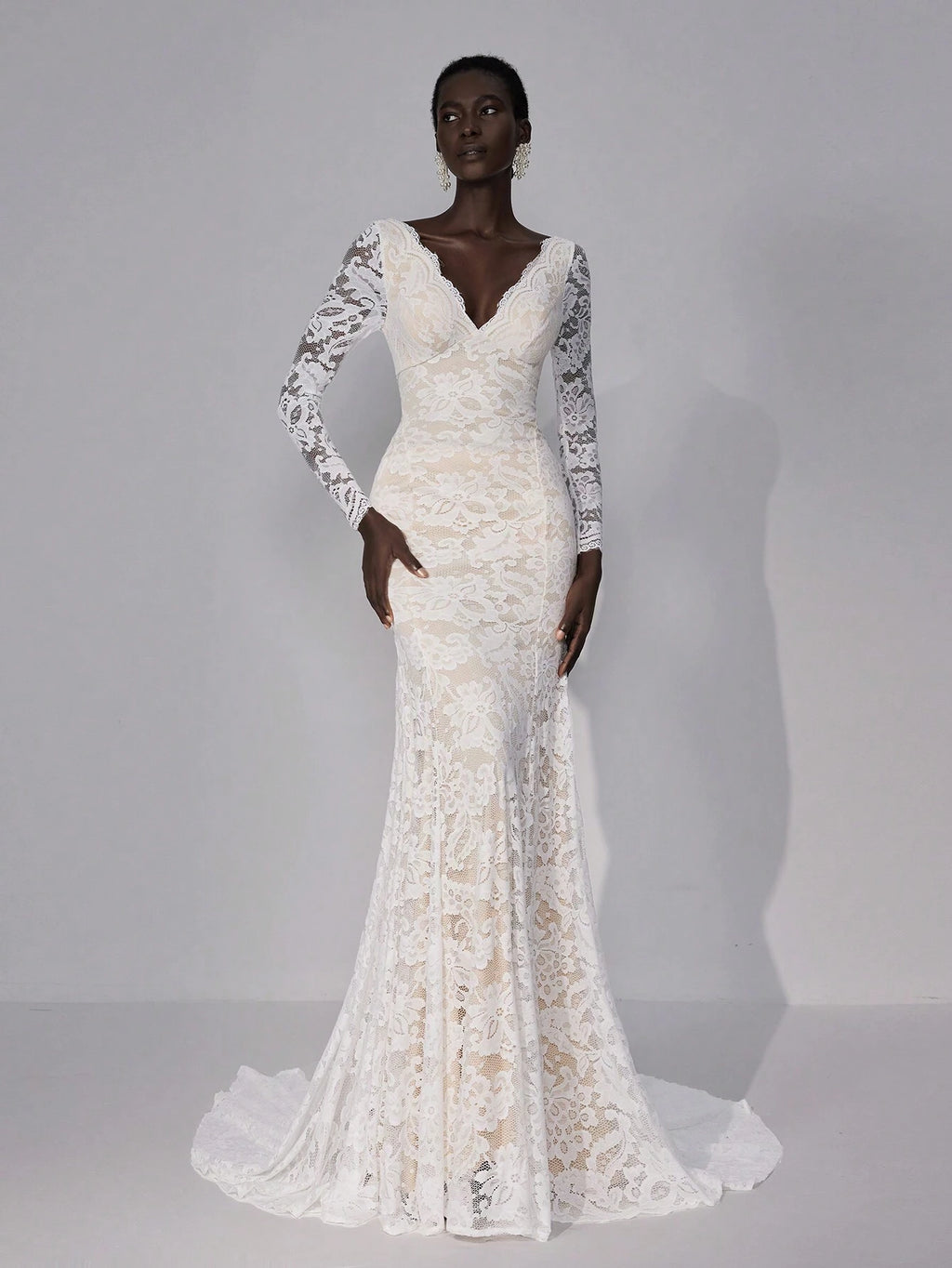Elitara Elegant White Summer Wedding Dress,Luxurious V-Neck Stretch Lace Backless Engagement Bridal - image 4