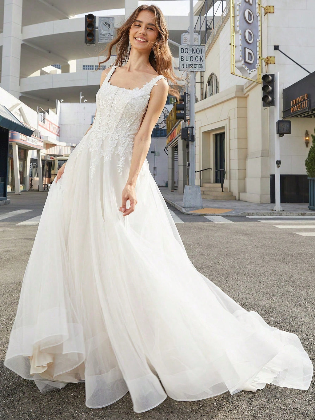 Elegant Ivory Mesh Appliqued Wedding Dress With Square Neck And Sleeveless Design, Perfect Romantic Bridal - image 5