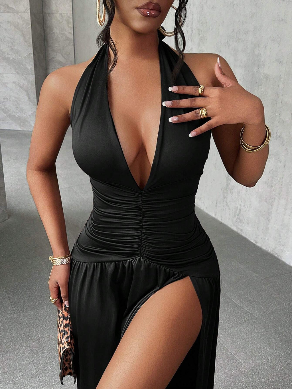 Slaydiva Elegant Romantic Sexy Party Deep V-Neck Halter Split A-Line Long Dress,Summer Dresses For Women - image 16