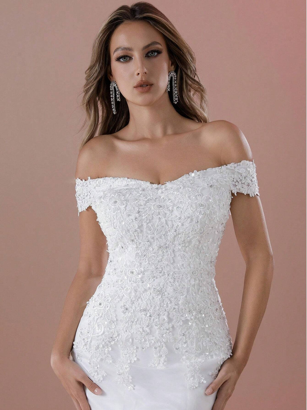 Elegant Off-Shoulder Applique Hand-Beaded Mermaid Wedding Dress For The Bridal Gown For Wedding Spring - image 2