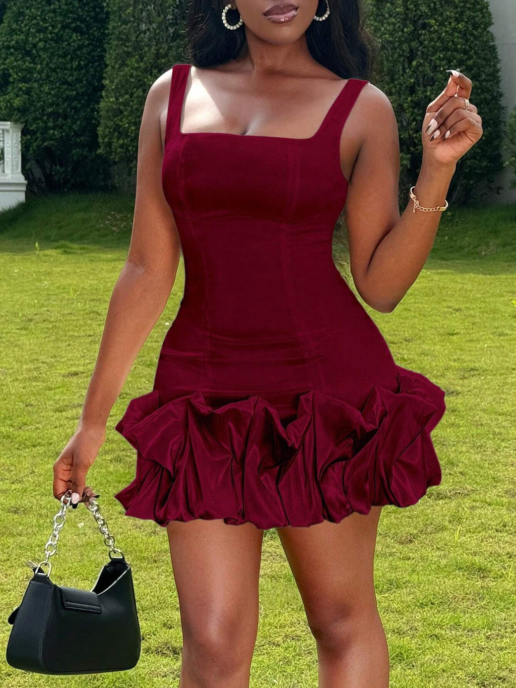 Women's Sleeveless Square Neck Back Zip Ruched Cocktail Party Mini Dress, Bridal Shower Dress, Wedding Dress - image 7