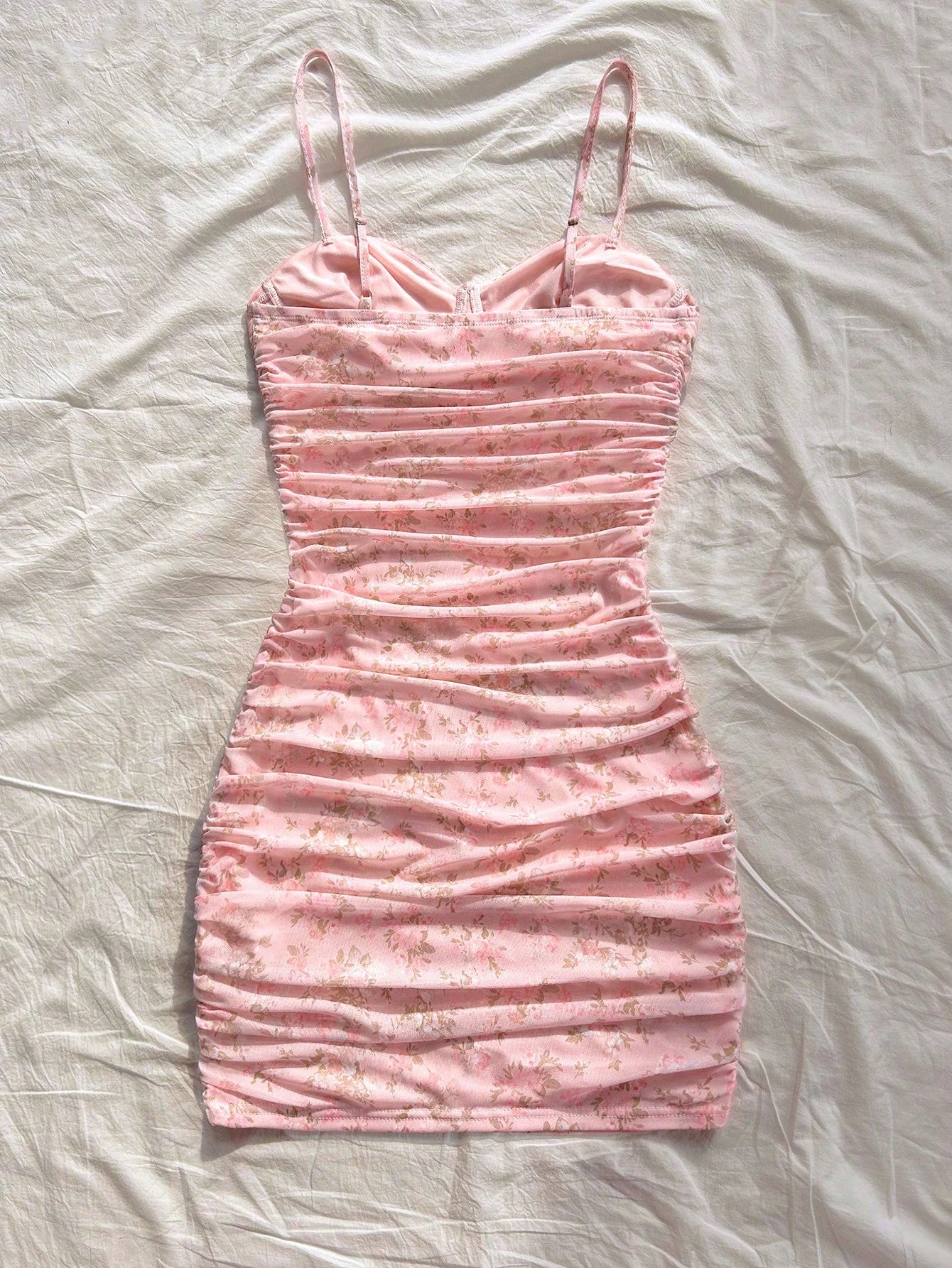 Soleia Vacation Ditsy Floral Ruched Strap Mini Dress, Suitable For Wearing Undergarment Or Outerwear Summer - image 10