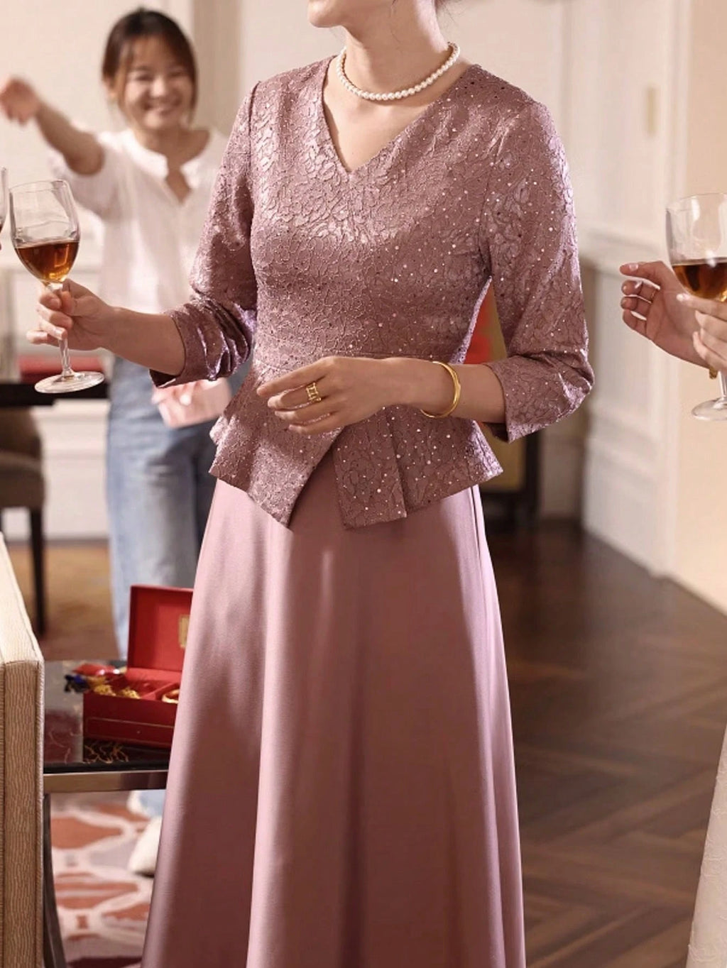 Beautiful Long Flowing Dress For Elegant Ladies, Stylish And Luxurious Evening Gown For Mothers, Wedding - image 5