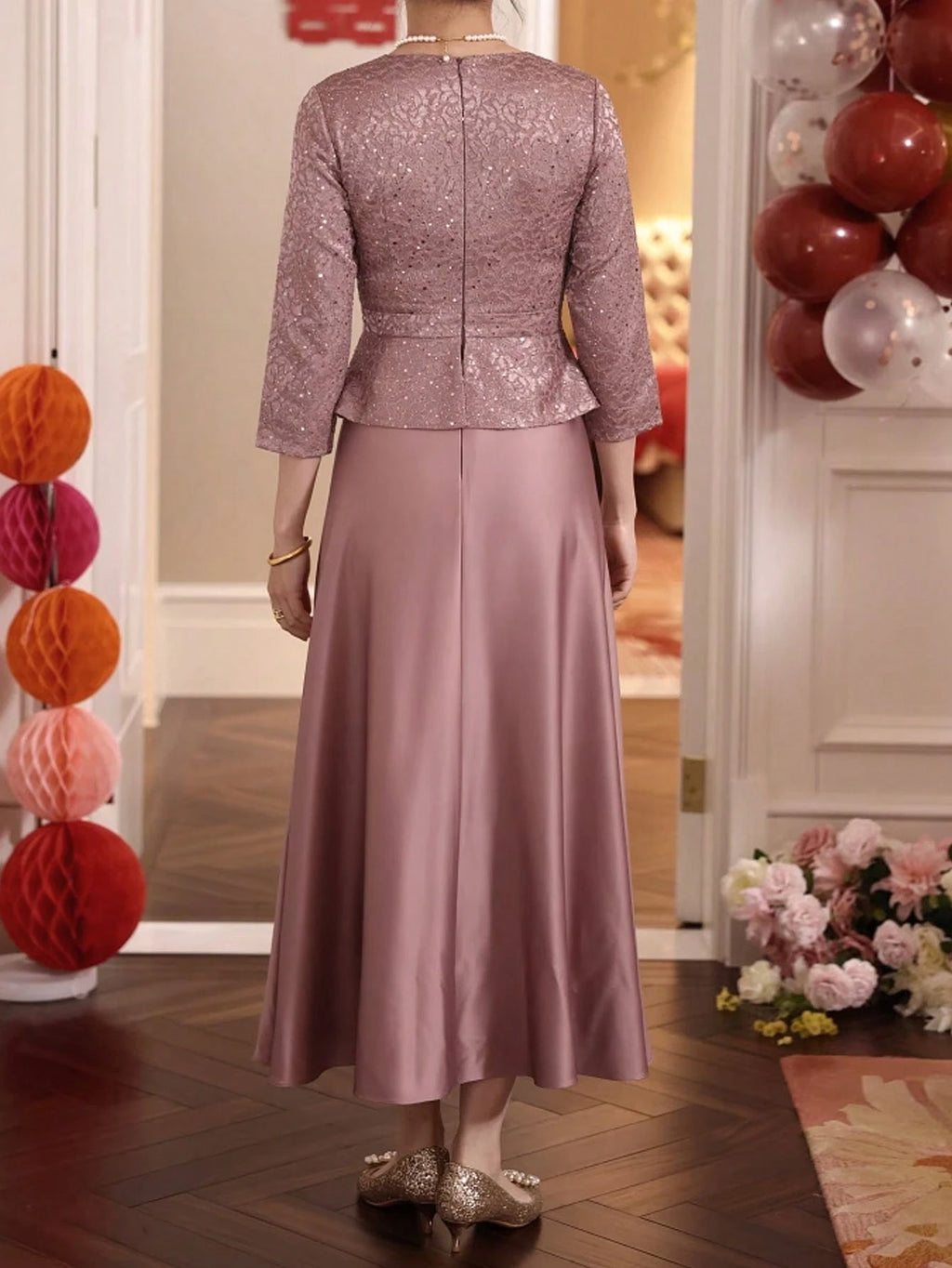 Beautiful Long Flowing Dress For Elegant Ladies, Stylish And Luxurious Evening Gown For Mothers, Wedding - image 8