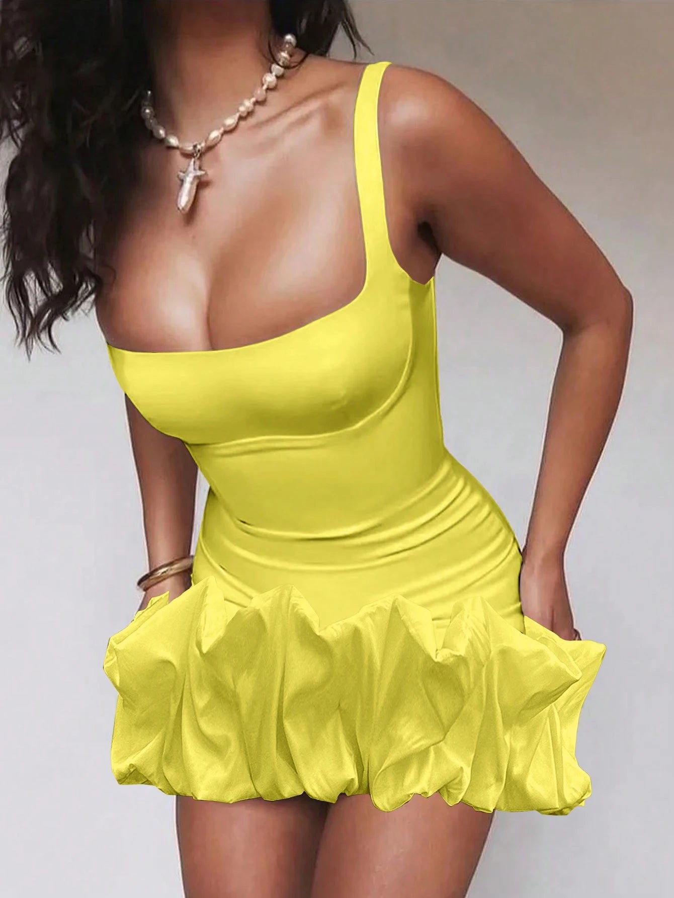 Women's Sleeveless Square Neck Back Zip Ruched Cocktail Party Mini Dress, Bridal Shower Dress, Wedding Dress - image 14