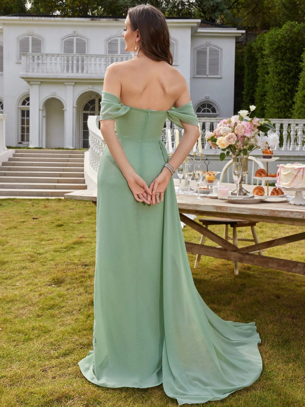 Strapless Tulle Flowing Bridesmaid Dress Wedding Elegant Spring - image 2