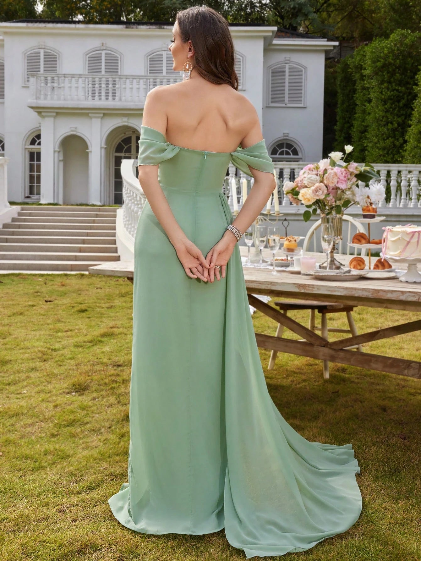 Strapless Tulle Flowing Bridesmaid Dress Wedding Elegant Spring - image 2