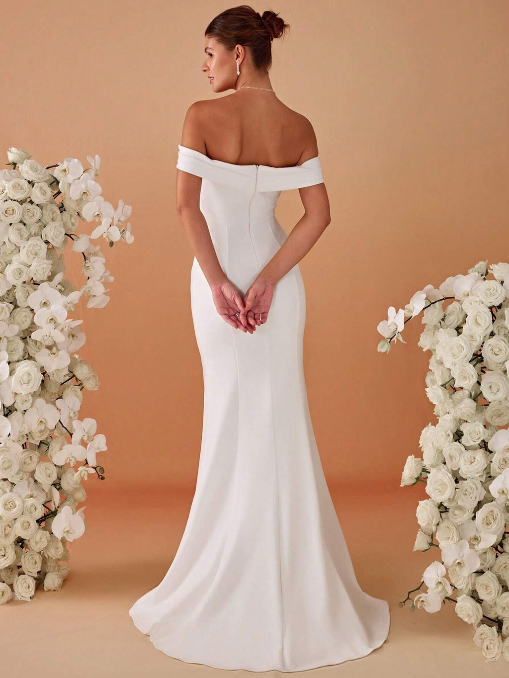 Sexy Off-Shoulder High Slit Mermaid Wedding Dress White Elegant Bridal Dress - image 2