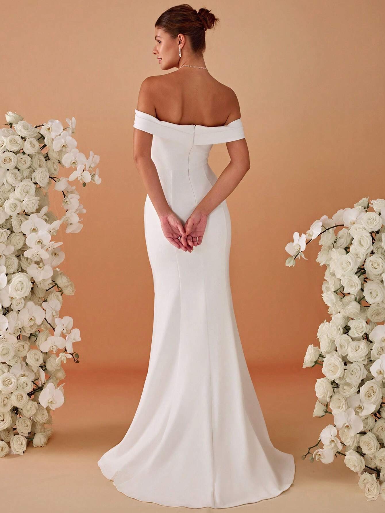 Sexy Off-Shoulder High Slit Mermaid Wedding Dress White Elegant Bridal Dress - image 2