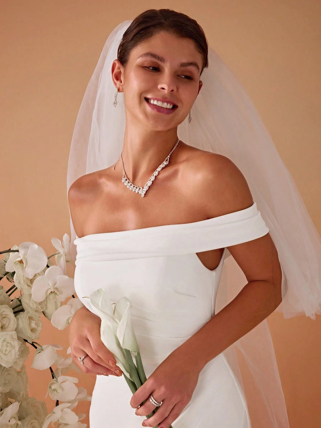 Sexy Off-Shoulder High Slit Mermaid Wedding Dress White Elegant Bridal Dress - image 6