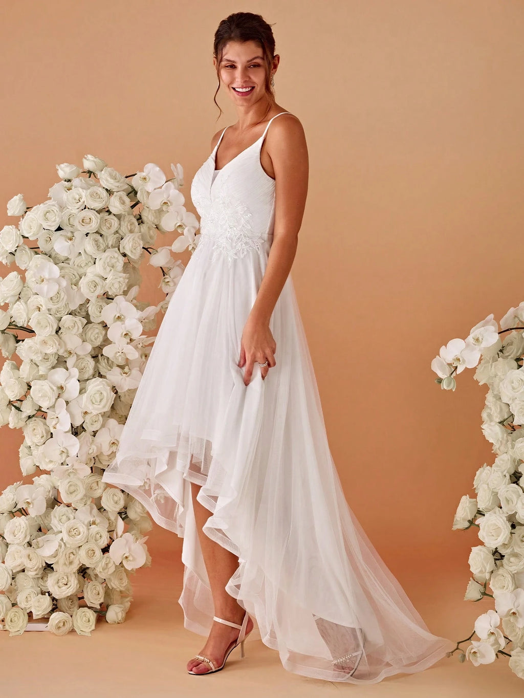 EVERPRETTY Romantic Applique High-Low Mermaid Wedding Dress, White Elegant Bridal Gown Suitable For - image 3