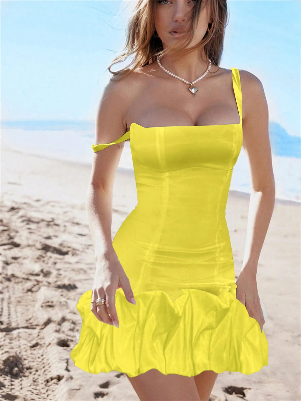 Women's Sleeveless Square Neck Back Zip Ruched Cocktail Party Mini Dress, Bridal Shower Dress, Wedding Dress - image 16