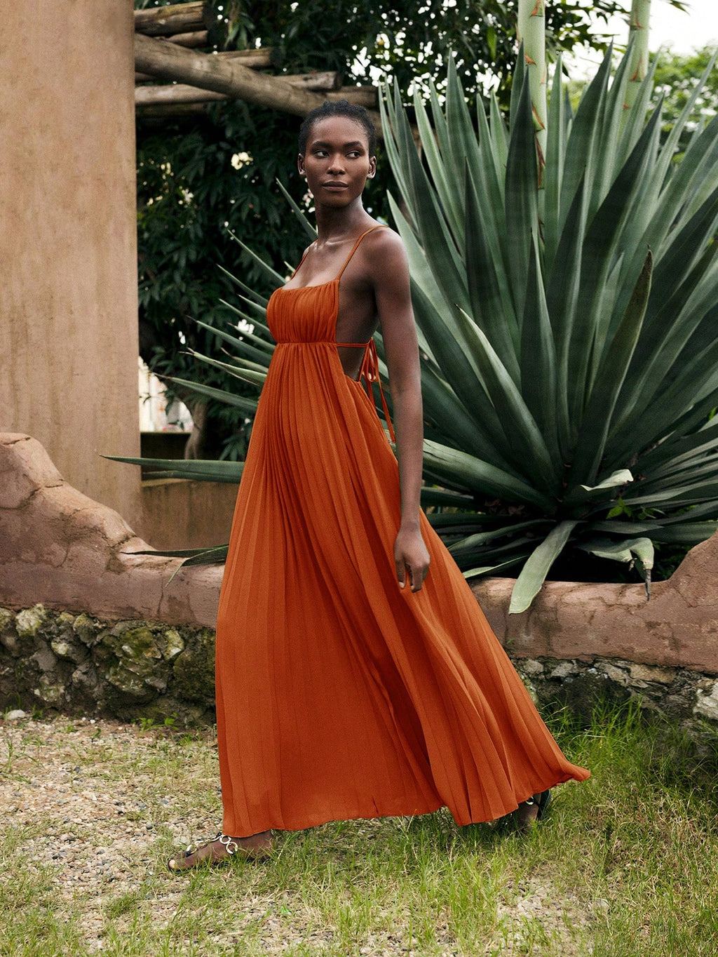 Maija Women's Burnt Orange Autumn Elegant Tropical Vacation Holiday